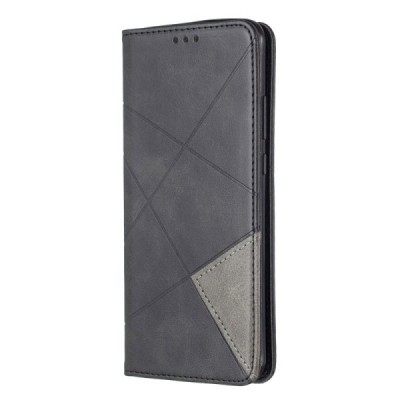 Huawei P40 Pro „Geometric“ чёрный кожаный чехол-книжка | Vacins.lv