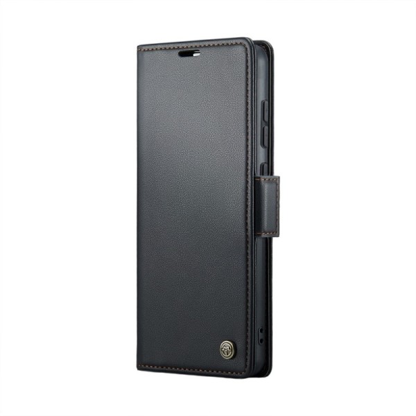 „CaseMe“ Leather solīds atvēramais ādas maciņš - melns (Xiaomi Poco X6 Pro 5G / Redmi K70E)