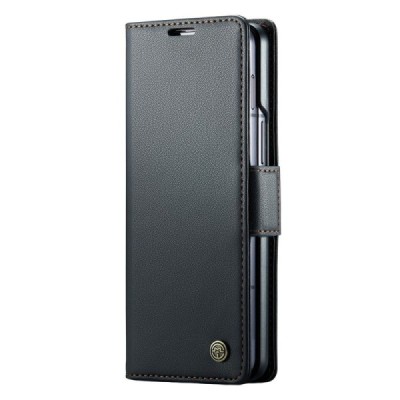 Samsung Galaxy Fold6 5G (SM-F956B) „CaseMe“ Leather открываемый чёрный кожаный чехол - книжка | Vacins.lv