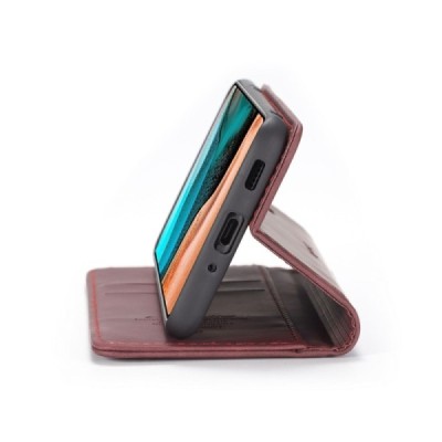 Xiaomi Poco F2 Pro CaseMe Retro solīds atvēramais ādas bordo maciņš - maks | Vacins.lv