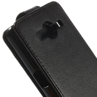 Samsung Galaxy Core 2 G355 klasisks ādas vertikāli atvēramais melns futrālis / Vacins.lv