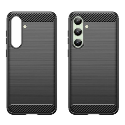 Samsung Galaxy S24 FE (SM-S721) "Carbon" cieta silikona (TPU) melns apvalks | Vacins.lv