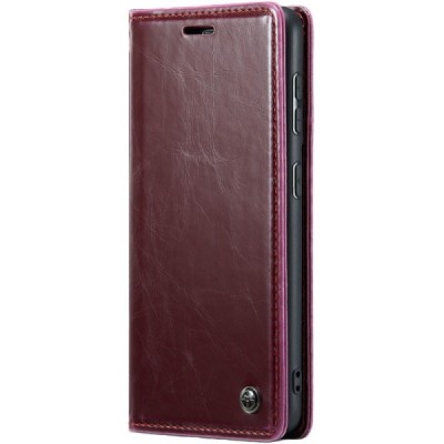 Apple iPhone 16 Pro CaseMe Leather открываемый, бордового цвета, кожаный чехол – книжка | Vacins.lv