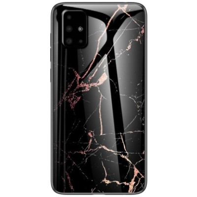 Samsung Galaxy A51 "Marble" cieta silikona (TPU) melns (zelta) apvalks | vacins.lv