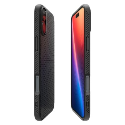"Spigen" Liquid Air Apple iPhone 16 чёрный твердый силиконовый чехол | Vacins.lv