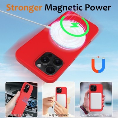 Apple iPhone 16 Pro "Shell" MagSafe cieta silikona (TPU) sarkans apvalks | vacins.lv