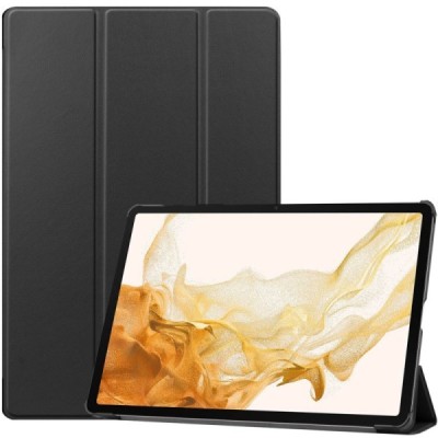 Samsung Galaxy Tab S10+, S9+, S9 FE+ черный кожаный чехол-книжка (складной) | Vacins.lv