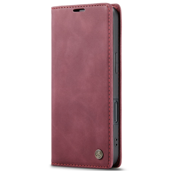"CaseMe" Retro solīds atvēramais ādas maciņš - bordo (iPhone 16)