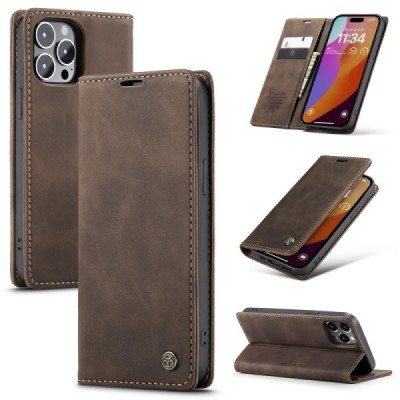 Apple iPhone 16 Pro Max CaseMe Retro solīds atvēramais ādas brūns maciņš - maks | Vacins.lv
