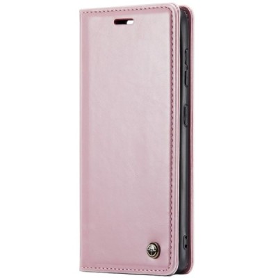 Apple iPhone 16 Pro Max CaseMe Leather solīds atvēramais ādas rozs maciņš - maks | Vacins.lv
