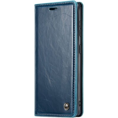 Apple iPhone 16 Pro Max CaseMe Leather solīds atvēramais ādas zils maciņš - maks | Vacins.lv