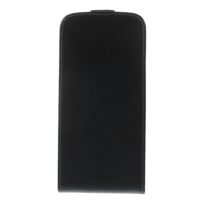 Samsung Galaxy S5 mini G800 klasisks ādas vertikāli atvēramais melns futrālis / Vacins.lv