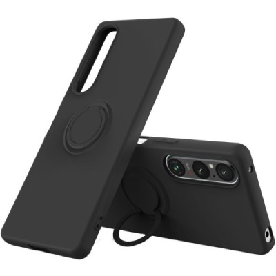 Sony Xperia 1 V „Ring“ Kickstand (TPU) melns apvalks | vacins.lv