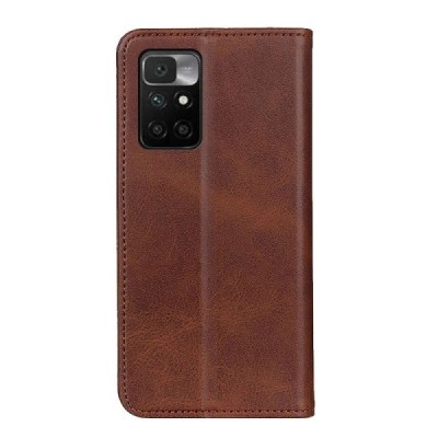 Xiaomi Redmi 10 „Split“ тёмно-коричневый кожаный чехол-книжка | Vacins.lv