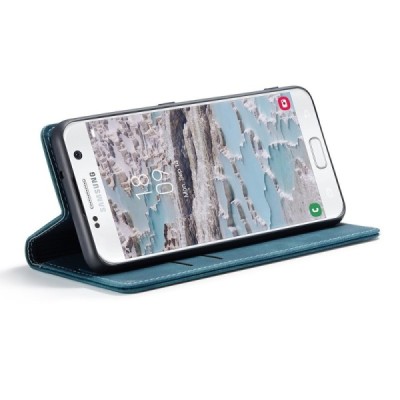Samsung Galaxy S7 (G930) CaseMe Retro открываемый зелёный кожаный чехол - книжка | Vacins.lv
