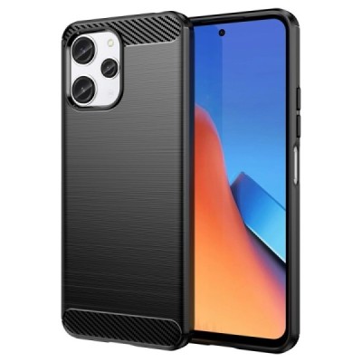 Xiaomi Redmi 12 4G (Redmi 12 5G) „Carbon“ cieta silikona (TPU) melns vāciņš | Vacins.lv