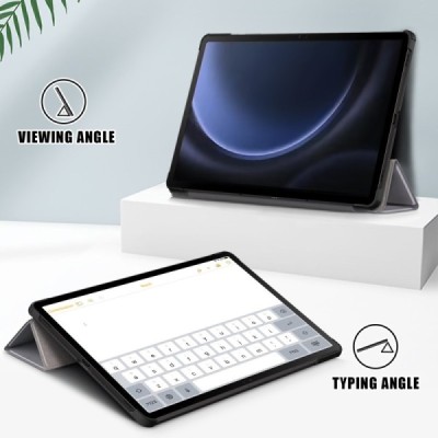 Samsung Galaxy Tab S10+, S9+, S9 FE+ atvēramais pelēks maciņš | Vacins.lv