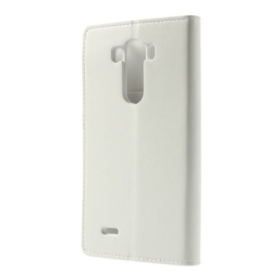 LG G3 Mercury Sonata atvērams balts ādas futrālis - maciņš / Vacins.lv