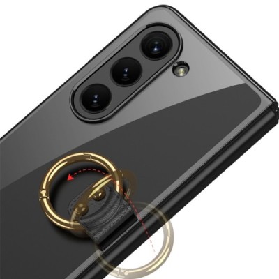 Samsung Galaxy Fold5 5G (SM-F946B) GKK Ring прозрачный, чёрный пластиковый чехол | Vacins.lv