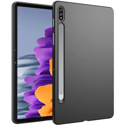 Samsung Galaxy Tab S7 FE (SM-T736, SM-T730) твердый силиконовый чёрный чехол из TPU - задняя часть | Vacins.lv