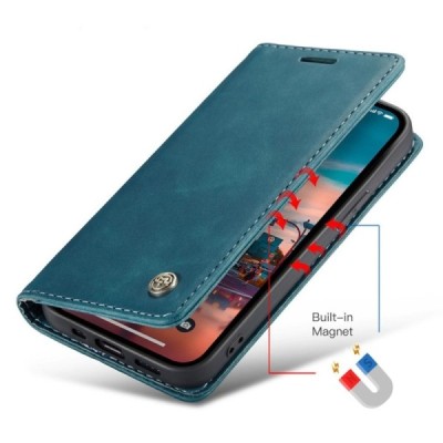 Apple iPhone 15 Pro CaseMe Retro solīds atvēramais ādas zaļš maciņš - maks | Vacins.lv