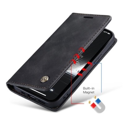 Apple iPhone 15 Pro Max CaseMe Retro открываемый, чёрного цвета, кожаный чехол – книжка | Vacins.lv