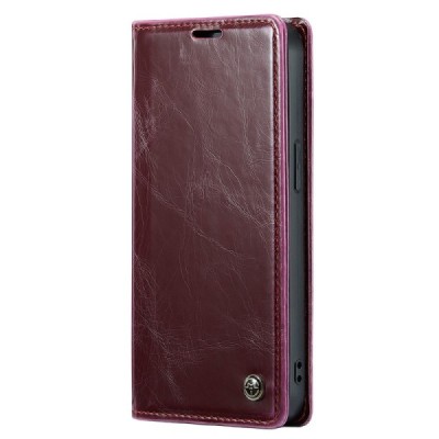 Apple iPhone 15 „CaseMe“ Leather открываемый,бордового цвета, кожаный чехол – книжка | Vacins.lv