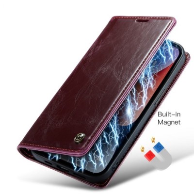 Apple iPhone 15 Plus „CaseMe“ Leather открываемый,бордового цвета, кожаный чехол – книжка | Vacins.lv