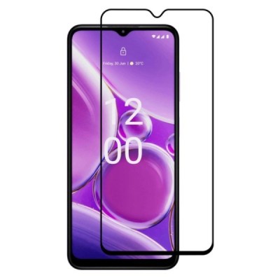 Nokia G42 „Rurihai“ 9H Tempered Glass усиленная защита, черное защитное стекло с полным покрытием толщиной 2.5D | Vacins.lv