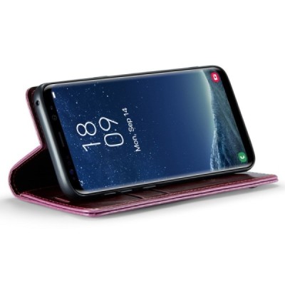 Samsung Galaxy S8+ (G955) „CaseMe“ Leather solīds atvēramais ādas bordo maciņš - maks | Vacins.lv