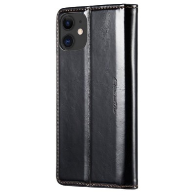 Apple iPhone 11 „CaseMe“ Leather открываемый чёрный кожаный чехол – книжка | Vacins.lv