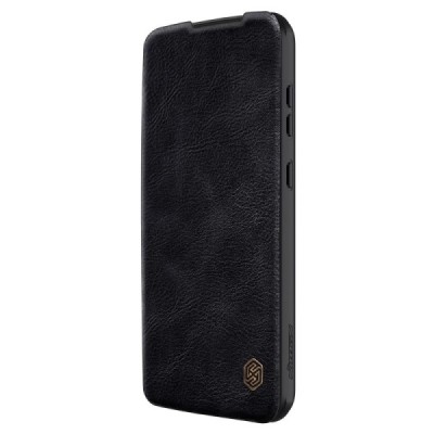 Samsung Galaxy S23 FE (Fan Edition) роскошный серии Nillkin Qin Pro кожаный чехол-книжка - чёрный | Vacins.lv
