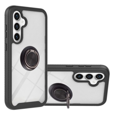Samsung Galaxy S23 FE (Fan Edition) „Kickstand“ усиленный защитный чёрный твердый силиконовый чехол (TPU) прозрачный | Vacins.lv