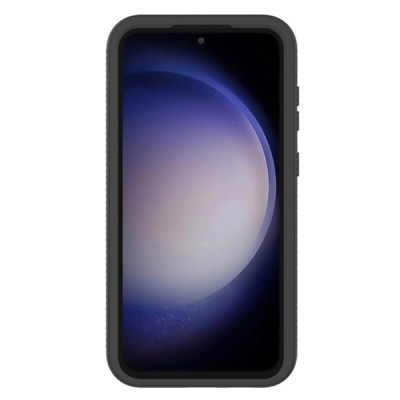 Samsung Galaxy S23 FE (Fan Edition) „Kickstand“ усиленный защитный чёрный твердый силиконовый чехол (TPU) прозрачный | Vacins.lv