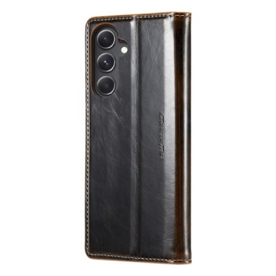 Samsung Galaxy S23 FE (Fan Edition) „CaseMe“ Leather открываемый коричневый кожаный чехол – книжка | Vacins.lv