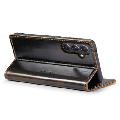 Samsung Galaxy S23 FE (Fan Edition) „CaseMe“ Leather открываемый коричневый кожаный чехол – книжка | Vacins.lv
