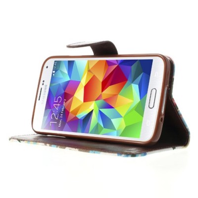 Atvēramais Samsung Galaxy S5 (S5 Neo) rožu krāsains maciņš - balts / Vacins.lv