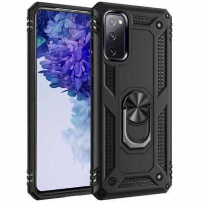 Samsung Galaxy S20 FE (Fan Edition) „Kickstand“ pastiprinātas aizsardzības melns apvalks | Vacins.lv