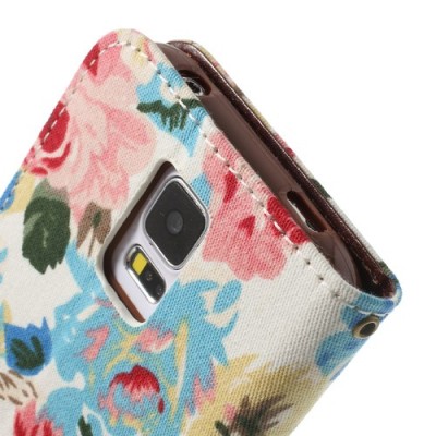 Atvēramais Samsung Galaxy S5 (S5 Neo) rožu krāsains maciņš - balts / Vacins.lv
