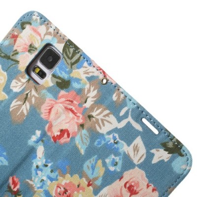 Atvēramais Samsung Galaxy S5 (S5 Neo) rožu krāsains maciņš - zils / Vacins.lv
