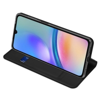 Samsung Galaxy A05s (SM-A057F) „Dux Ducis“ Skin sērijas melns ādas atvērams maciņš | Vacins.lv