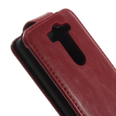 LG G3 S D722 klasisks ādas vertikāli atvēramais sarkans futrālis / Vacins.lv