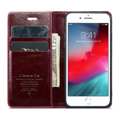 Apple iPhone 7 Plus „CaseMe“ Leather открываемый,бордового цвета, кожаный чехол – книжка | Vacins.lv