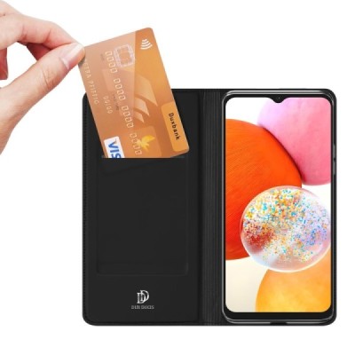 „Dux Ducis“ Skin серии Samsung Galaxy A15 5G (SM-A156B, SM-A155F) открываемый бордовый кожаный чехол - книжка | Vacins.lv