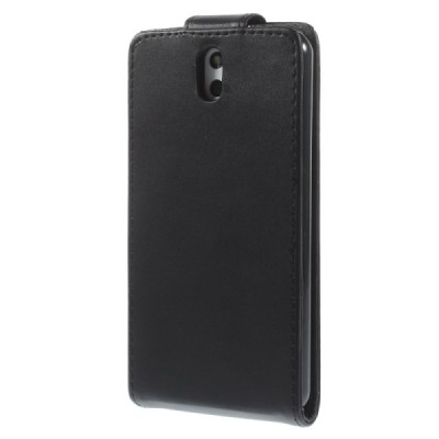 HTC Desire 610 klasisks ādas vertikāli atvēramais melns futrālis / Vacins.lv