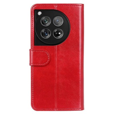 OnePlus 12 открываемый красный кожаный чехол - книжка | Vacins.lv