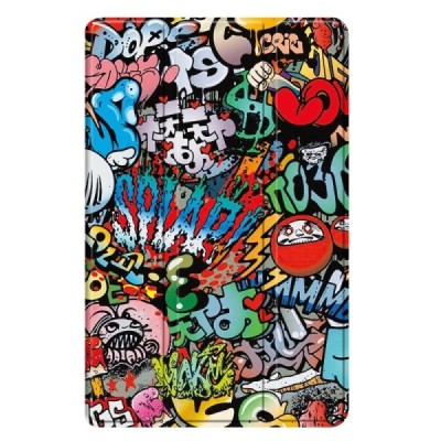 Samsung Galaxy Tab A11+ / A9+ „Street Art“ кожаный чехол-книжка - цветной | Vacins.lv