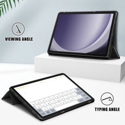 Samsung Galaxy Tab A9+ „Deluxe“ чёрный  кожаный чехол-книжка | Vacins.lv