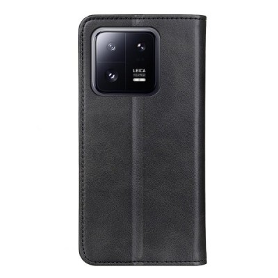 Xiaomi 14 „Split“ чёрный кожаный чехол-книжка | Vacins.lv