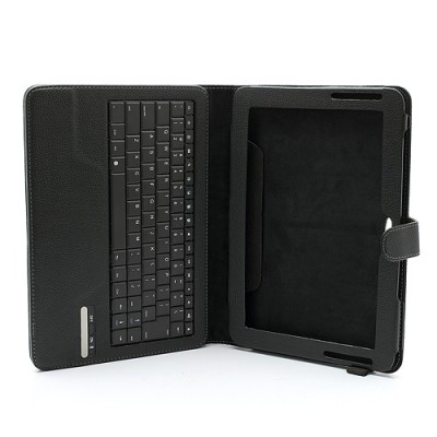 Samsung Galaxy Note 10.1 N8000 ādas atvēramais melns maciņš ar bluetooth tastatūra / Vacins.lv